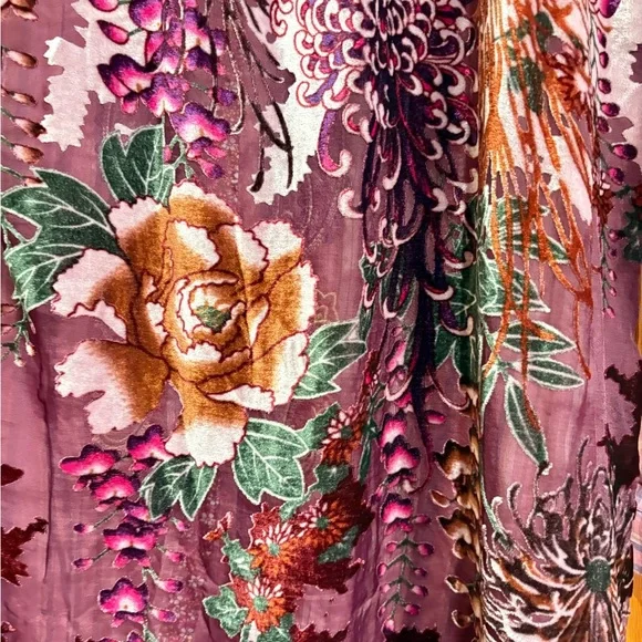 Aratta Button-Up Shirt with Paisley Embroidery and Burnt Out Velvet Back